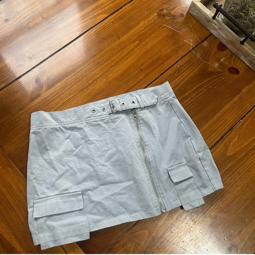 Fashion Nova Sky Rise Cargo Mini Skirt Slate Blue M EUC